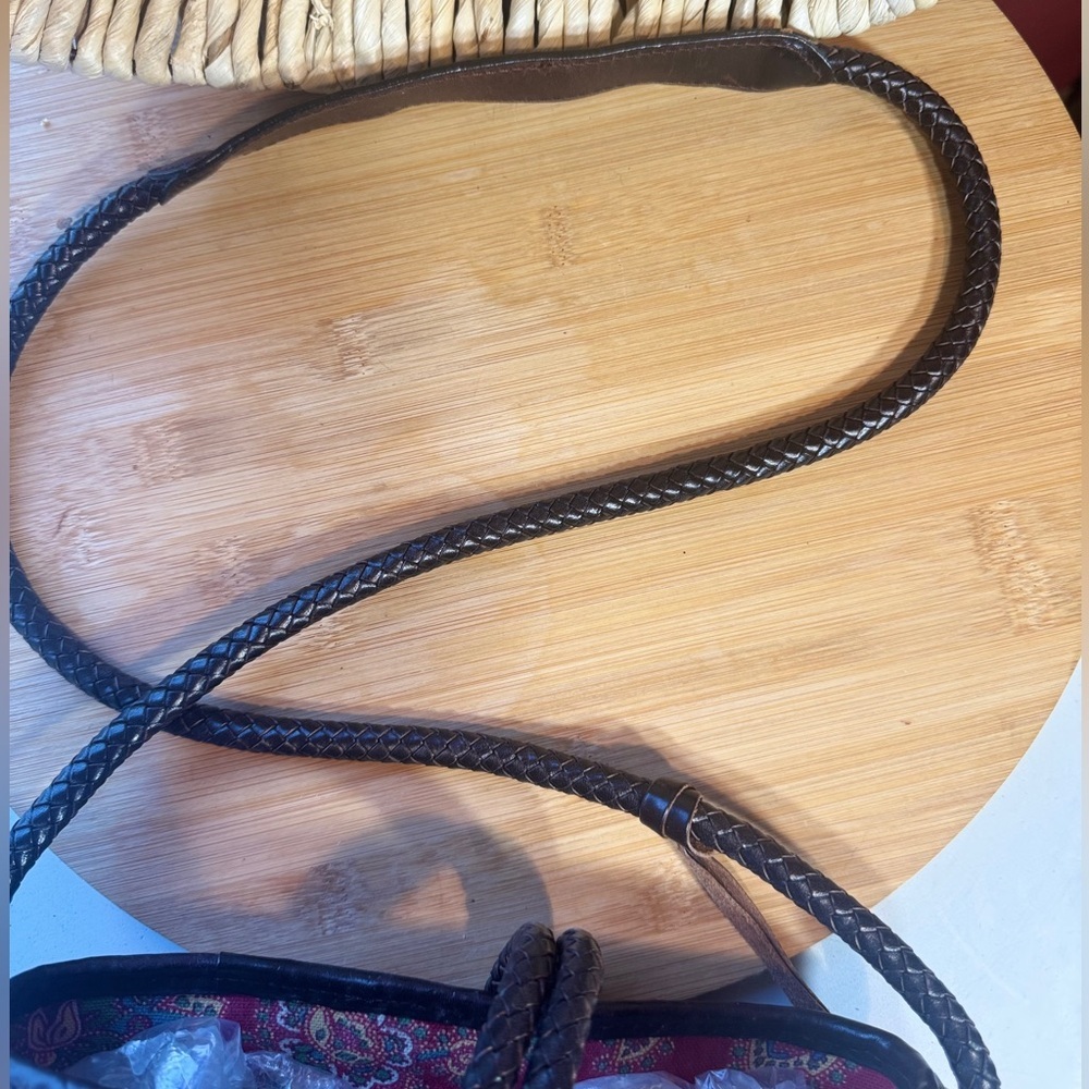 Brighton Woven Beige Brown Rattan Basket Purse Bag Leather Straps Silver Charms - Picture 12 of 13